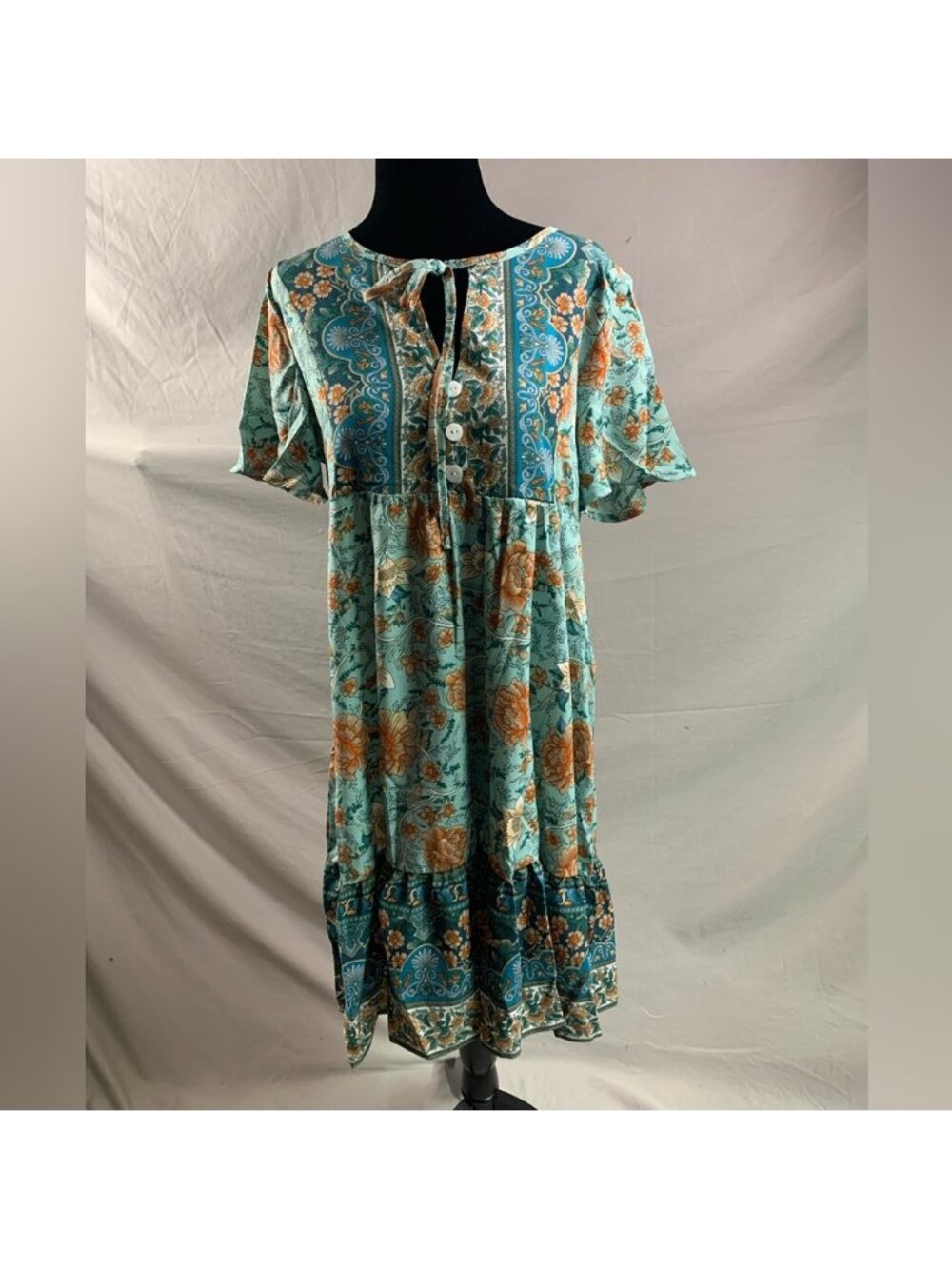 Boho Floral Print Smock Dress - Picture 5 of 5